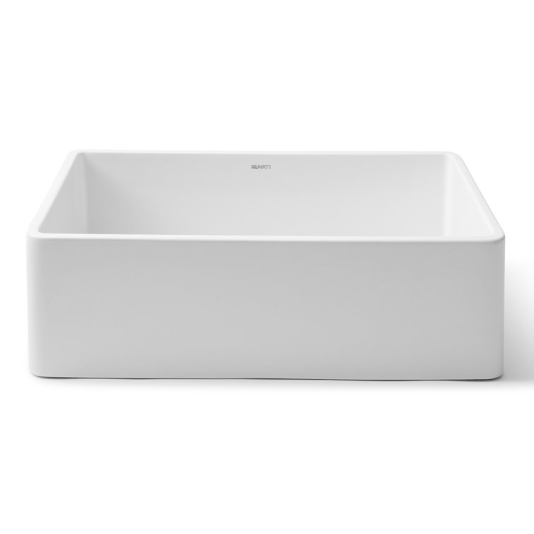 Ruvati 33" White Fireclay Reversible Farmhouse Kitchen Sink