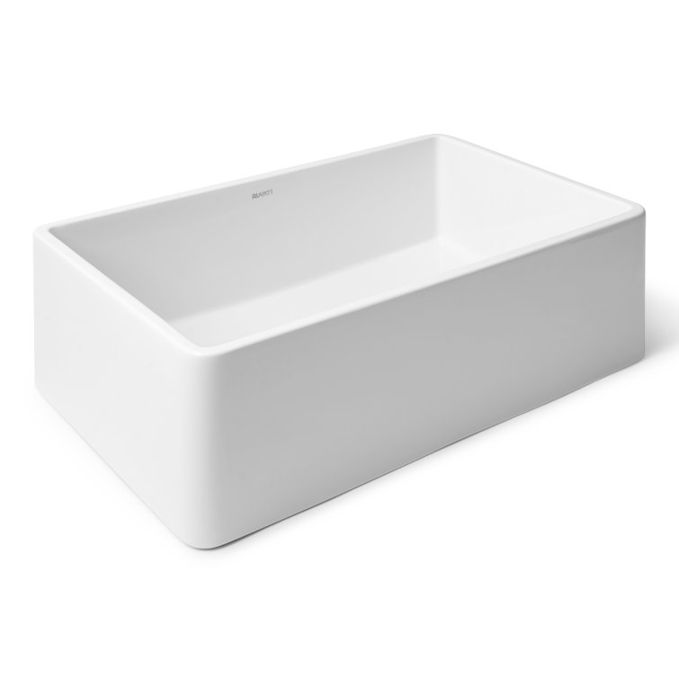 Ruvati 33" White Fireclay Reversible Farmhouse Kitchen Sink