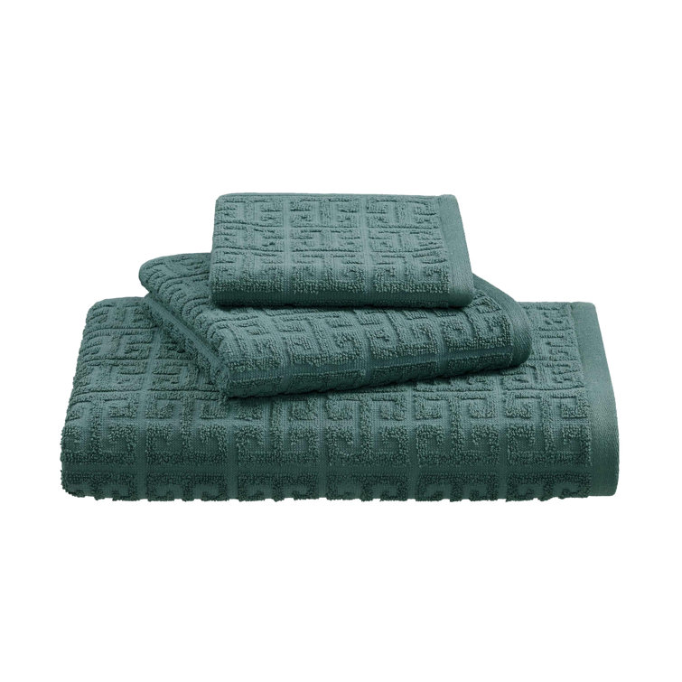 Slate Greek Key Pattern Cotton Bath Towel 30"W x 54"L