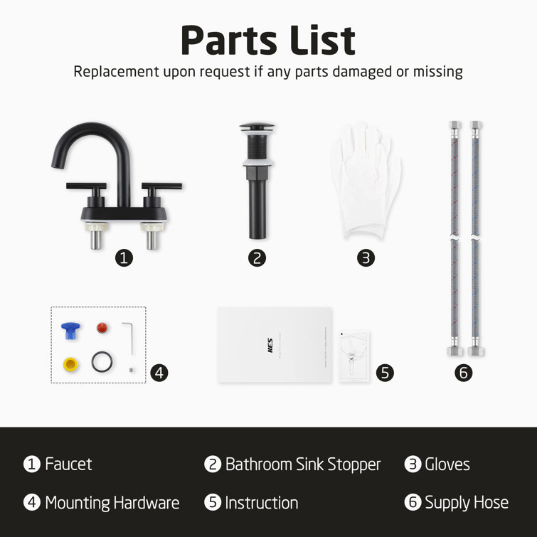 Matte Black Brass 4-Inch Centerset Bathroom Faucet with Drain Assembly