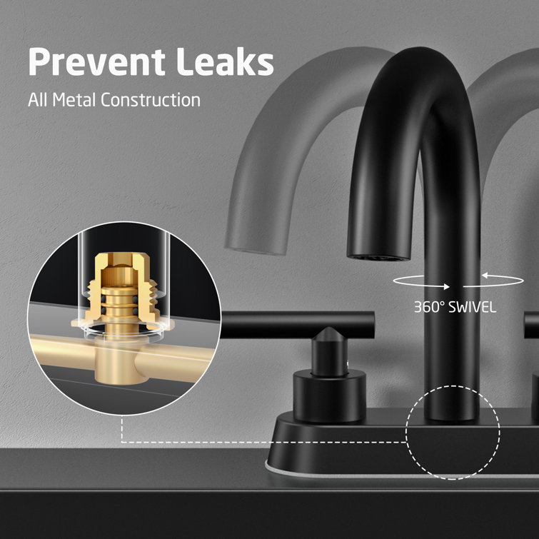 Matte Black Brass 4-Inch Centerset Bathroom Faucet with Drain Assembly