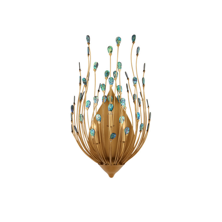 Elegant Gold and Turquoise 3-Light Dimmable Sconce