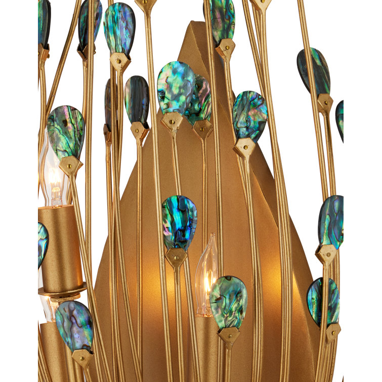 Elegant Gold and Turquoise 3-Light Dimmable Sconce