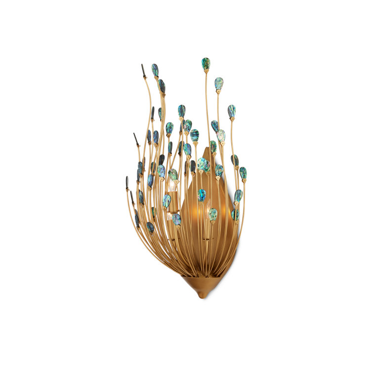 Elegant Gold and Turquoise 3-Light Dimmable Sconce