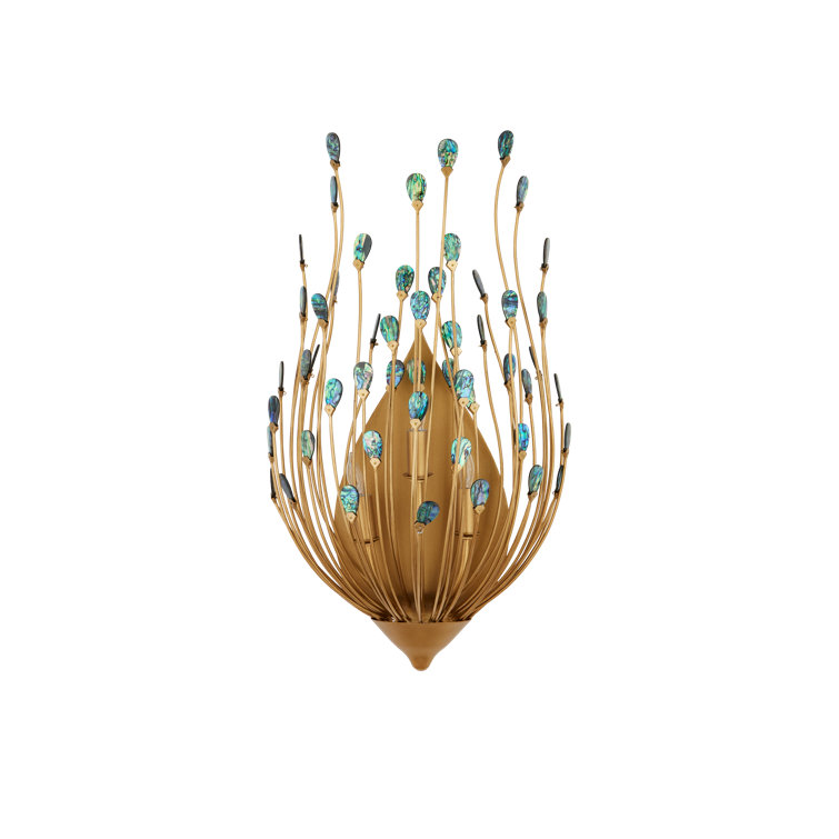 Elegant Gold and Turquoise 3-Light Dimmable Sconce