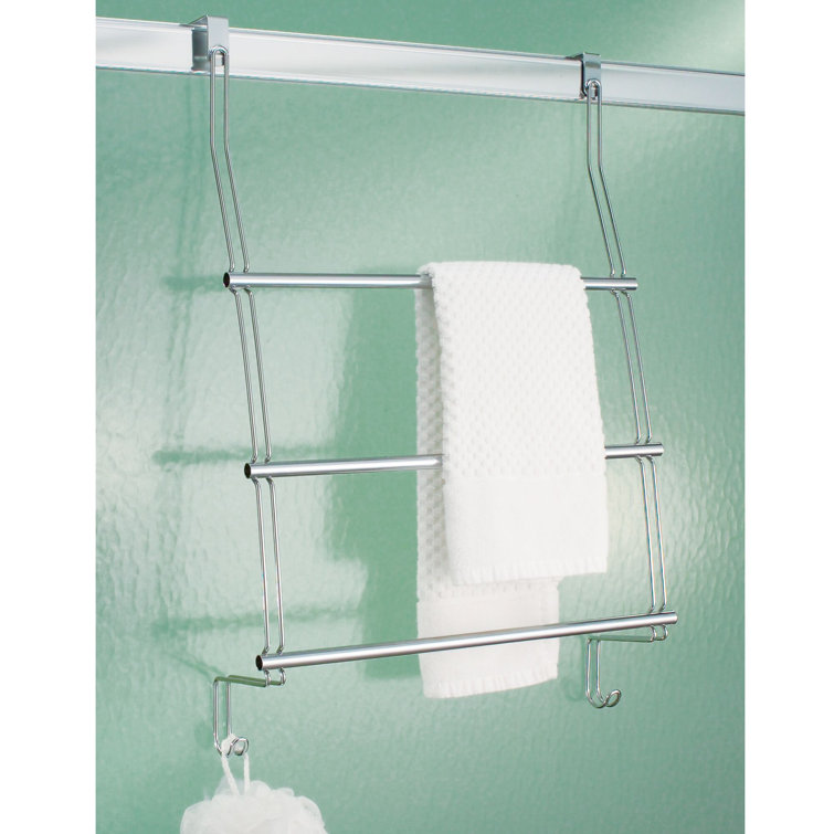 Chrome Over-the-Door Towel Rack with Storage Hooks