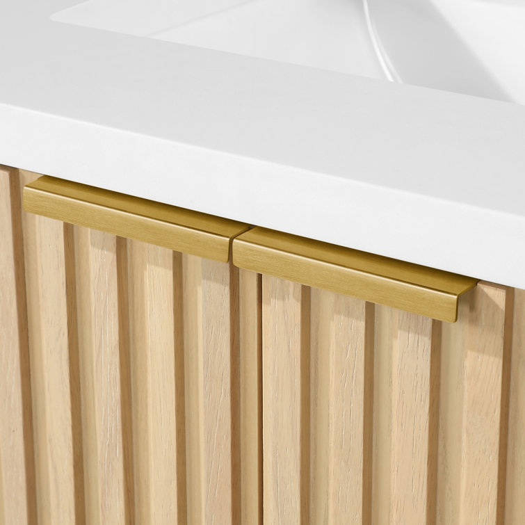 Gabi 24 in Rustic Ash Single Bathroom Vanity with White Marble Top