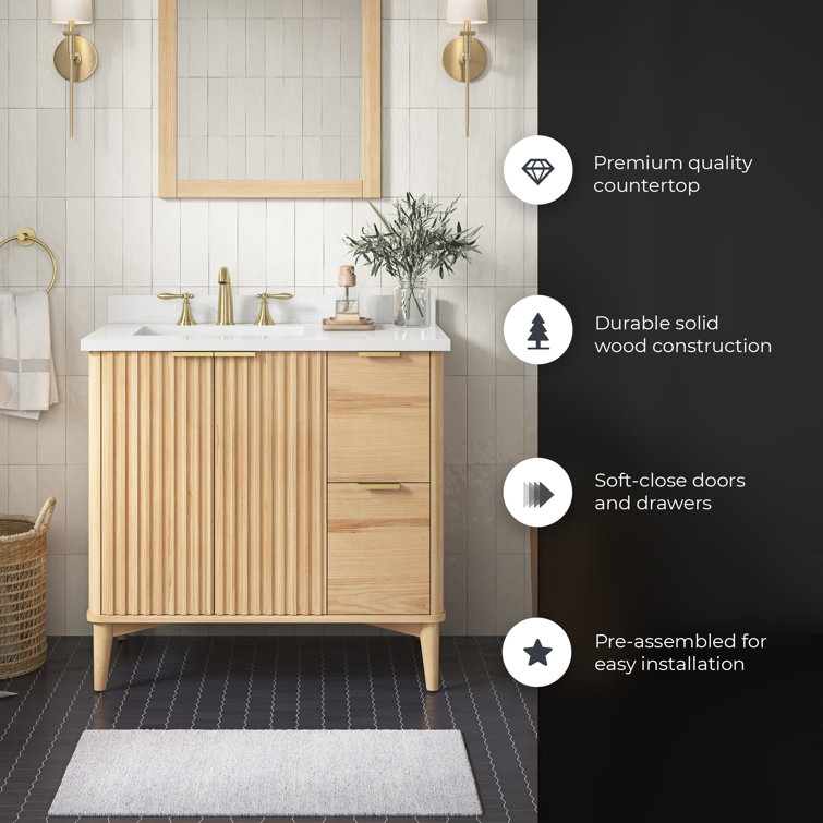 Ronson 36" Rustic Ash Single Sink Scandinavian Bathroom Vanity