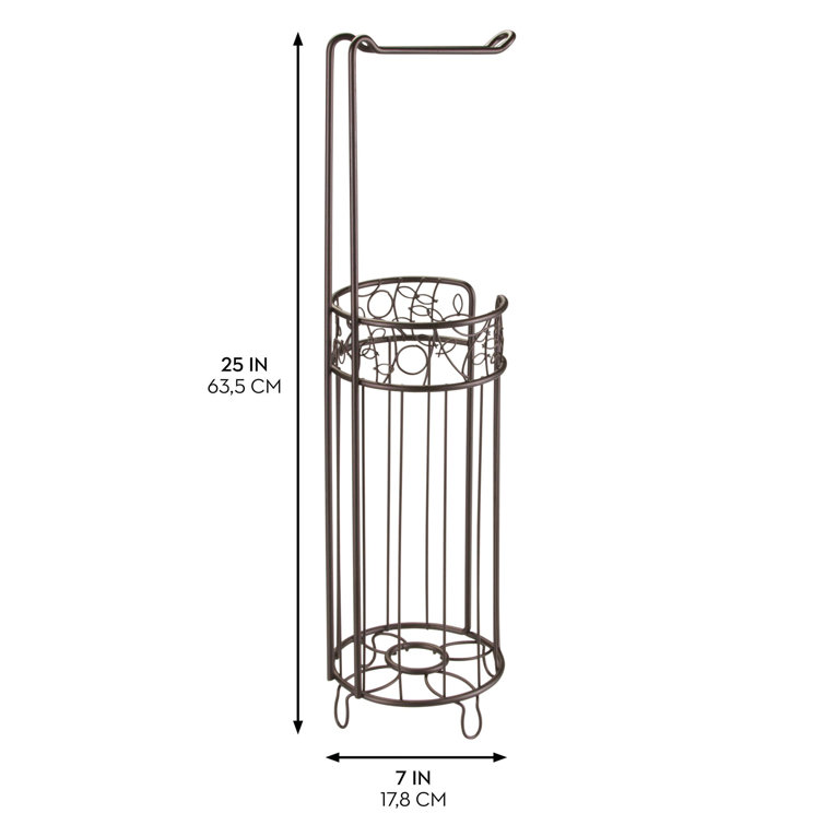 Bronze Free-Standing Steel Toilet Paper Holder and Reserve