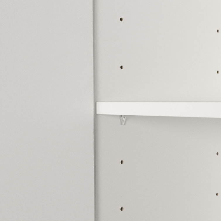 Pure White Tall Narrow Storage Cabinet with Handleless Doors