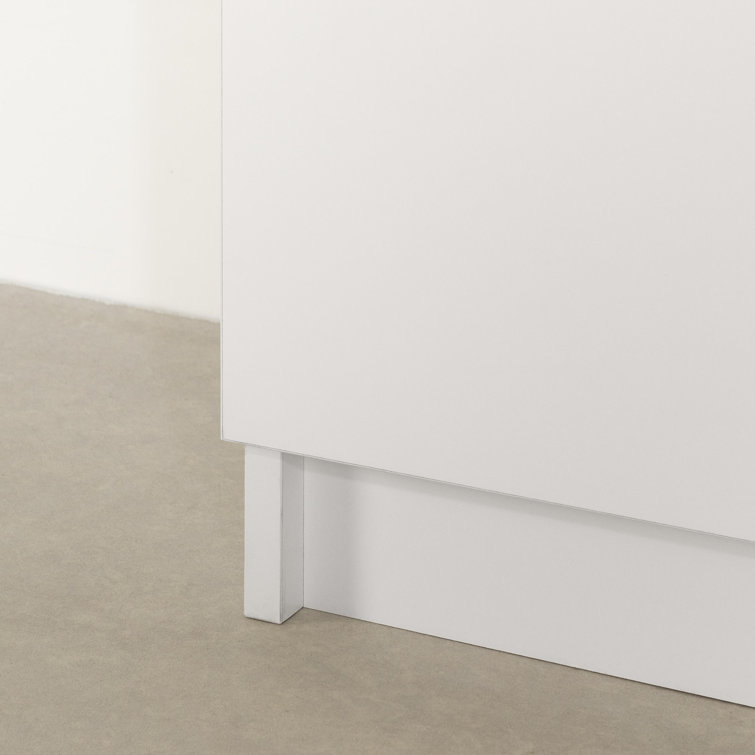 Pure White Tall Narrow Storage Cabinet with Handleless Doors