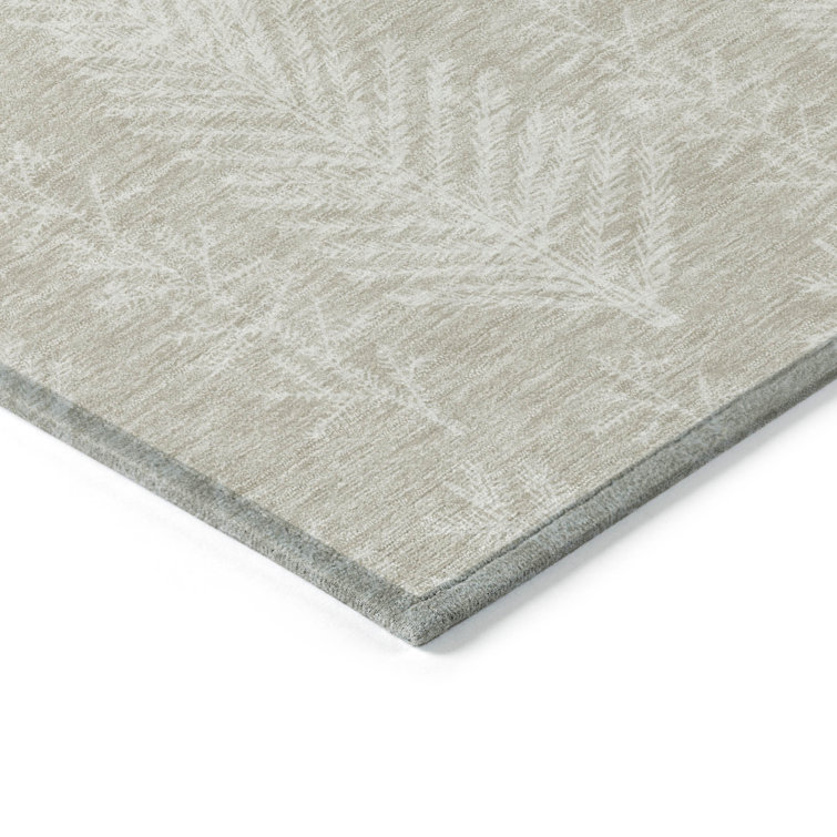 Beige Synthetic Rectangular Indoor/Outdoor Washable Rug