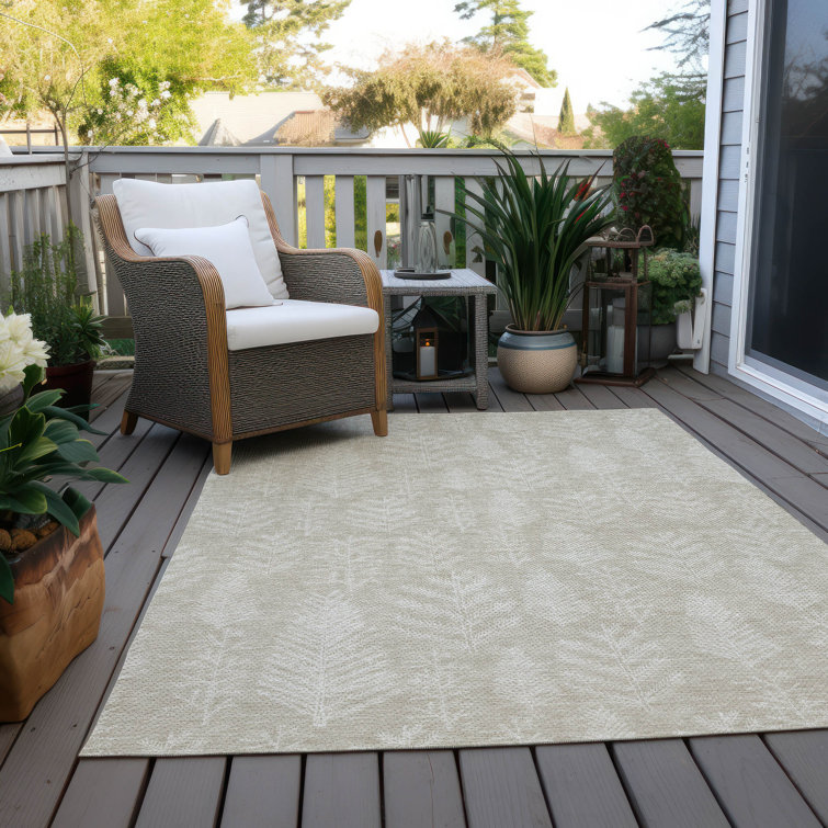 Beige Synthetic Rectangular Indoor/Outdoor Washable Rug