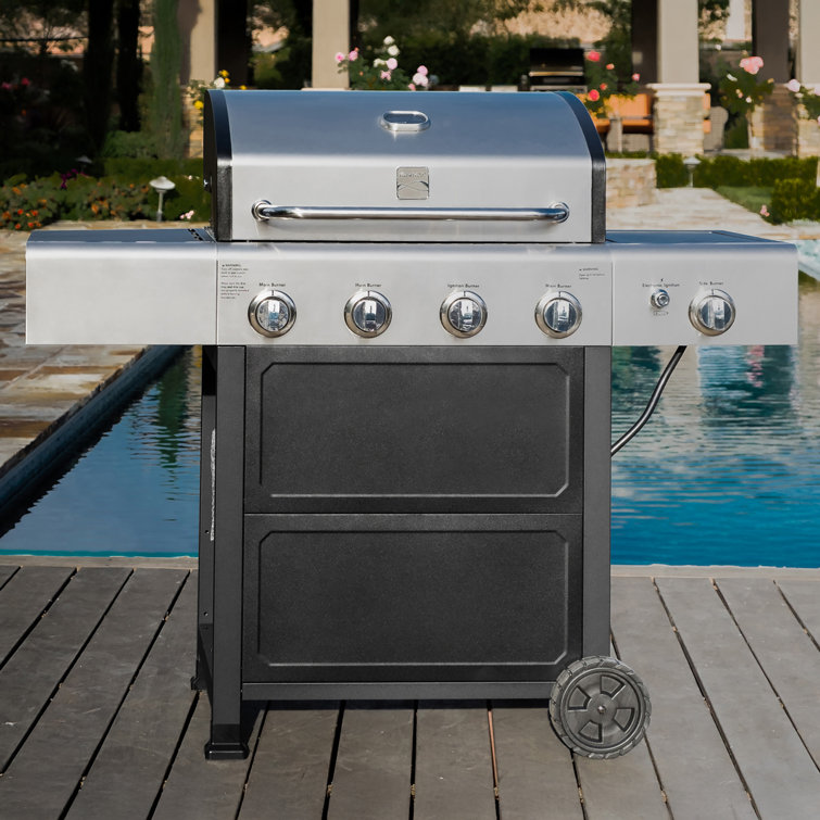 Kenmore 4-Burner Stainless Steel Propane Gas Grill with Side Burner