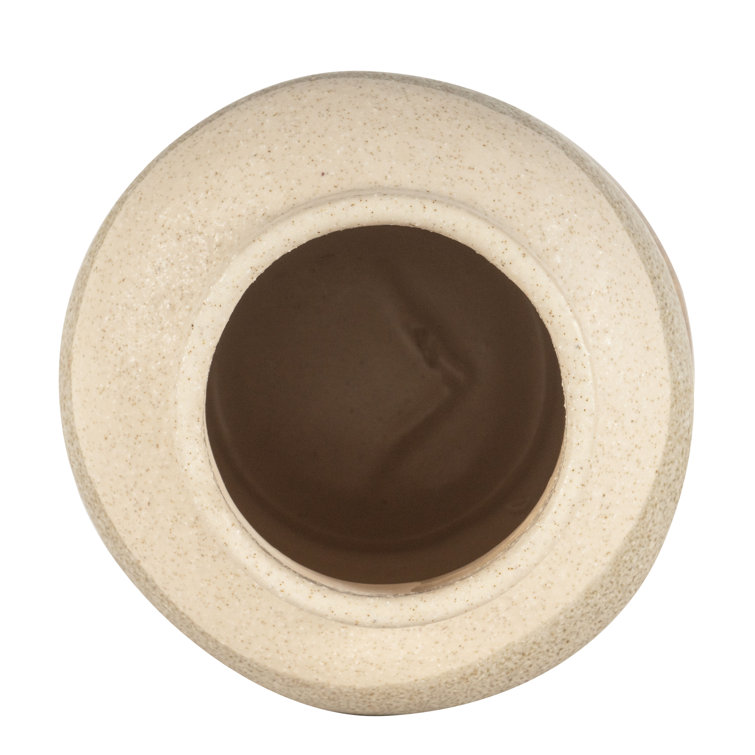 Small Beige and Brown Ceramic Decorative Table Vase