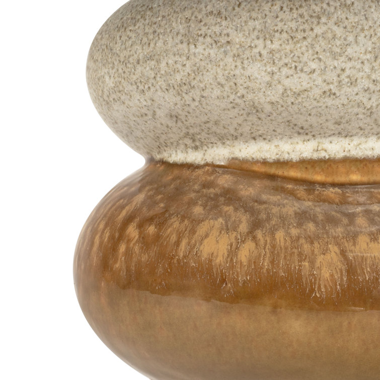 Small Beige and Brown Ceramic Decorative Table Vase