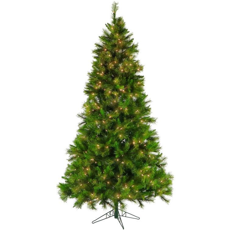 7.5-Foot Pre-Lit Green Pine Artificial Christmas Tree with White Lights