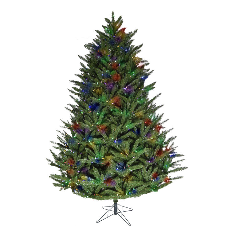 7.5-Foot Green Pine Christmas Tree with Multicolor LED Lights
