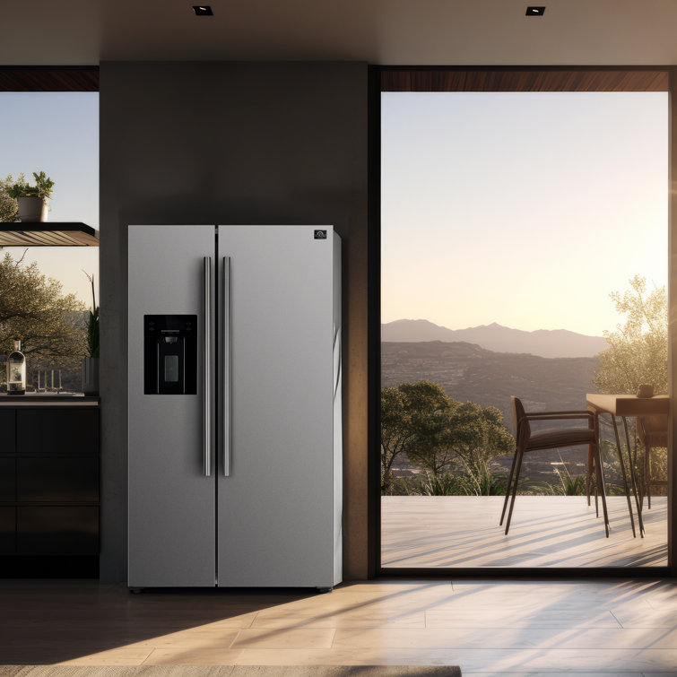 36-Inch Stainless Steel Side-by-Side Refrigerator with Ice Maker