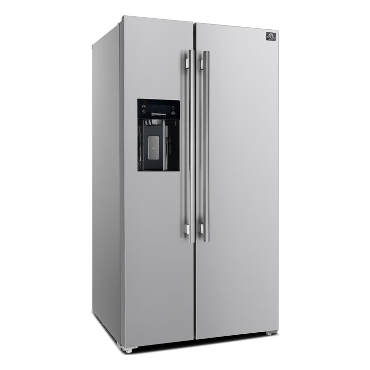 36-Inch Stainless Steel Side-by-Side Refrigerator with Ice Maker