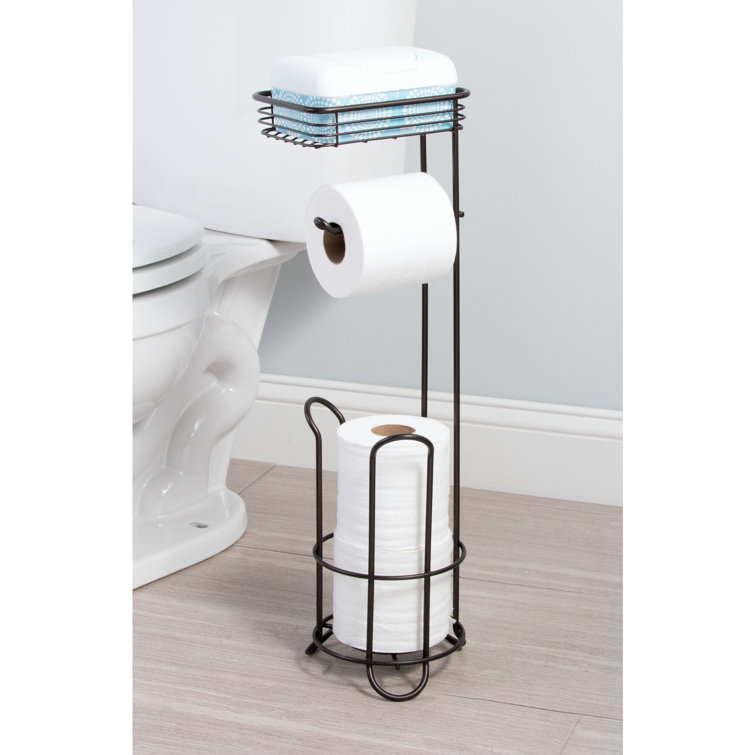Bronze Steel Free Standing Toilet Paper Holder with Shelf