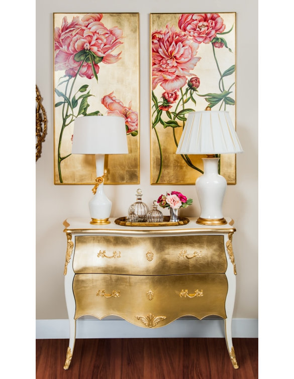 Blue Ceramic Table Lamp with Silk Empire Shade