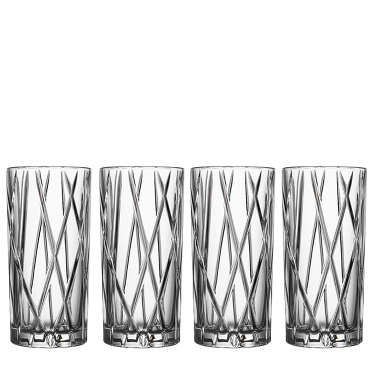 Orrefors Crystal Highball Glass Set with Asymmetric Design