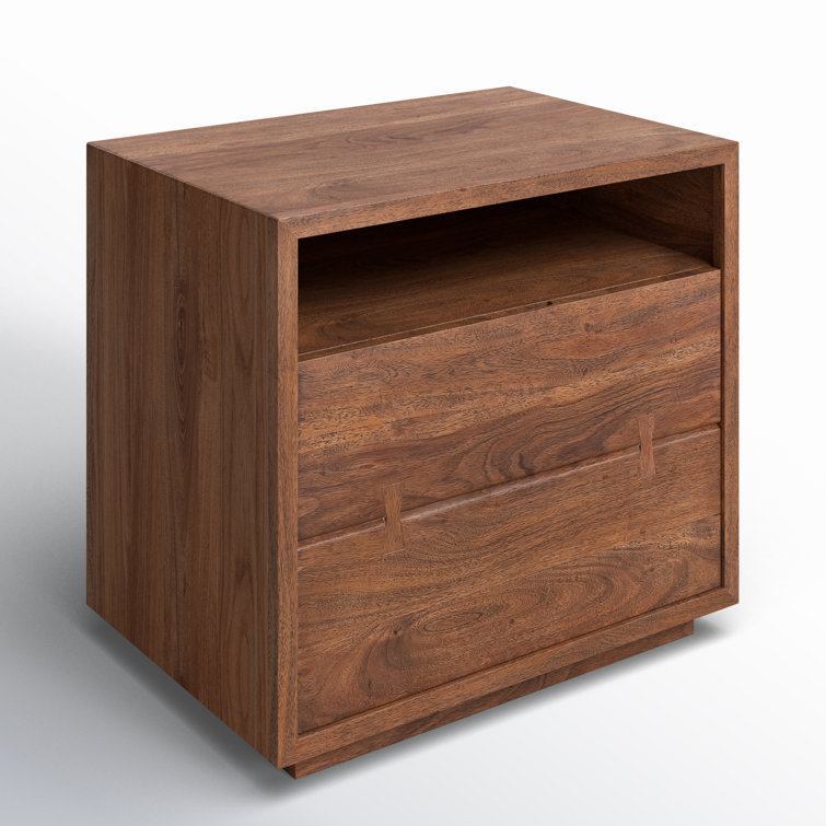 Rustic Brown Mango Wood 26" Nightstand with Iron Base