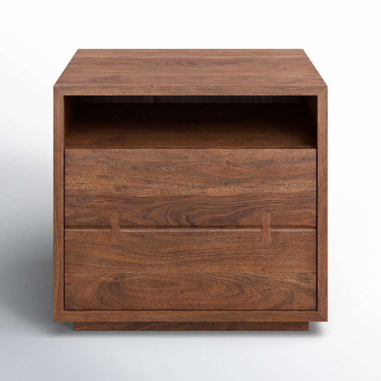 Rustic Brown Mango Wood 26" Nightstand with Iron Base