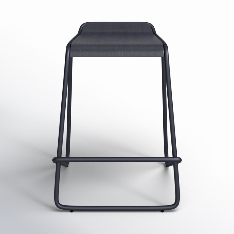 Navy and Wood Stackable Counter Stool with Metal Legs