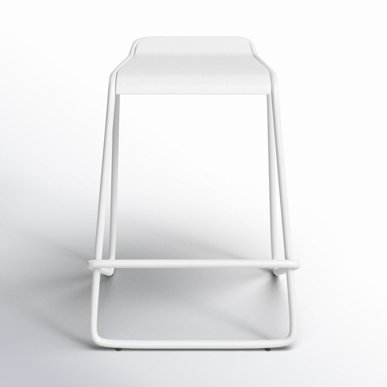 Modern White Molded Plywood 25" Adjustable Backless Counter Stool