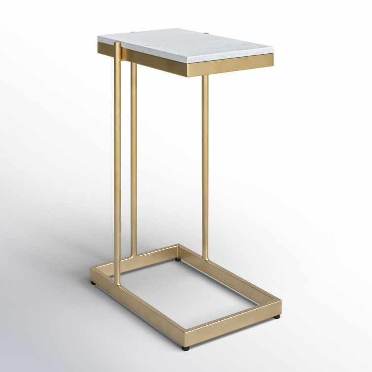 Gold Rectangular Marble Top End Table