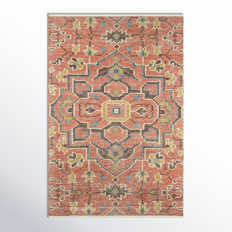 Ophelia Hand-Knotted Red Wool and Cotton Area Rug 2' x 3'