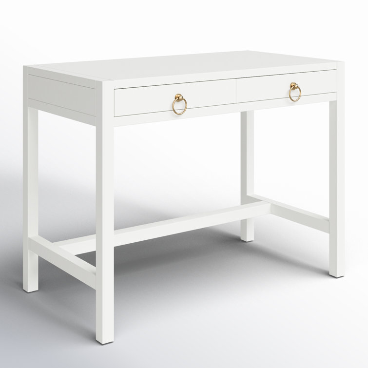 Elin Contemporary White Wood Writing Desk with Drawers