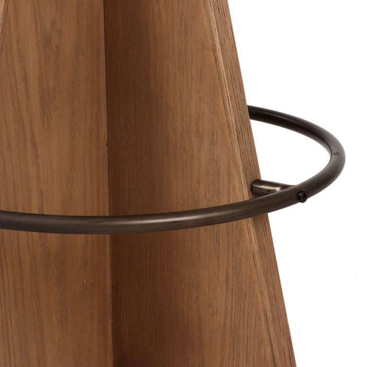 Durham Cream Upholstered Swivel Counter Stool with Wood Pedestal Base