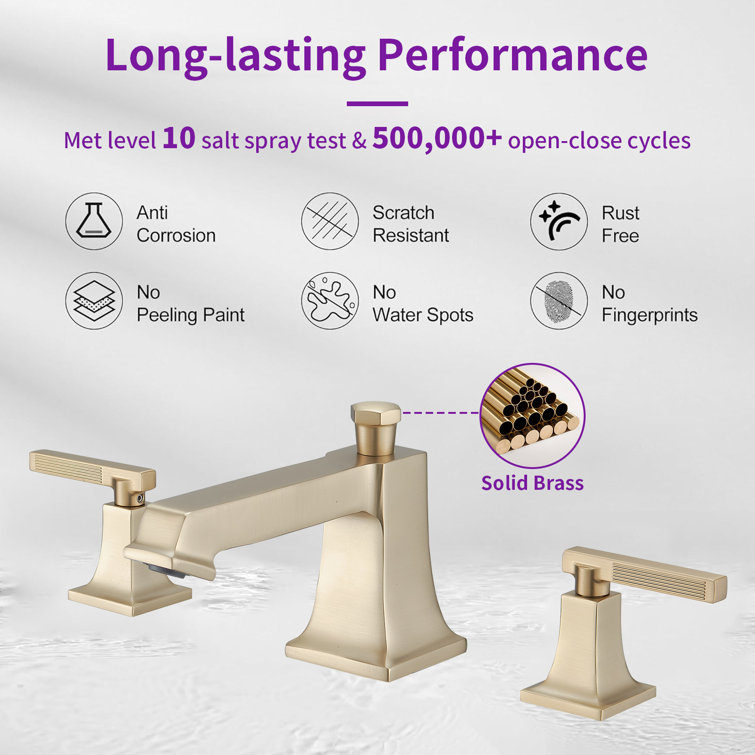 Brushed Gold 2-Handle Widespread Bathroom Faucet with Drain Assembly