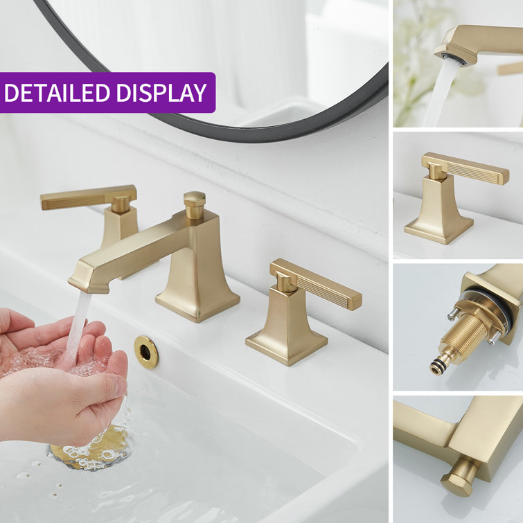 Brushed Gold 2-Handle Widespread Bathroom Faucet with Drain Assembly