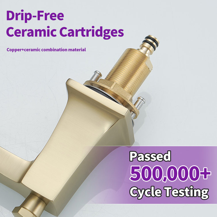 Brushed Gold 2-Handle Widespread Bathroom Faucet with Drain Assembly