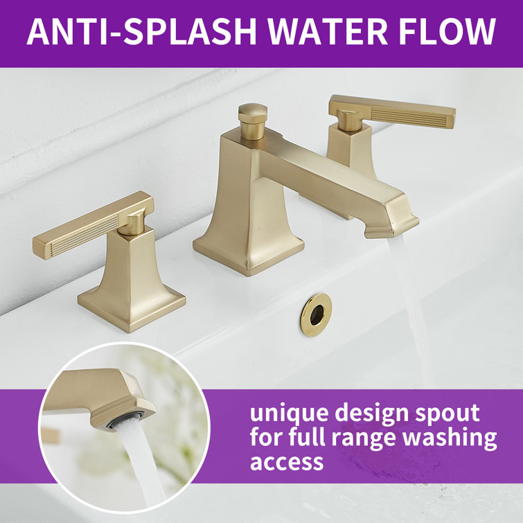 Brushed Gold 2-Handle Widespread Bathroom Faucet with Drain Assembly