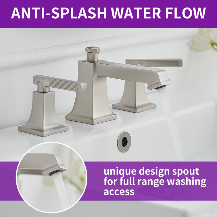 Brushed Nickel Widespread 2-Handle Bathroom Faucet with Drain Assembly