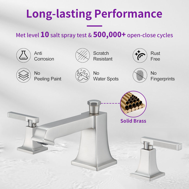 Brushed Nickel Widespread 2-Handle Bathroom Faucet with Drain Assembly