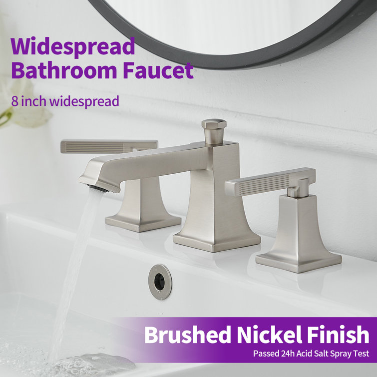 Brushed Nickel Widespread 2-Handle Bathroom Faucet with Drain Assembly