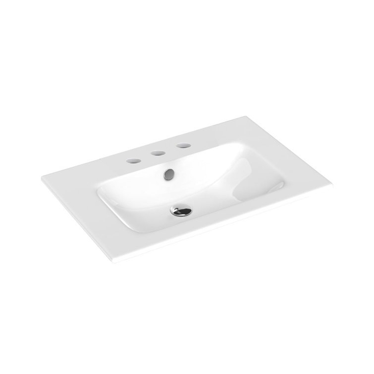 Joy 28" Glossy White Ceramic Rectangular Wall-Mount Bathroom Sink