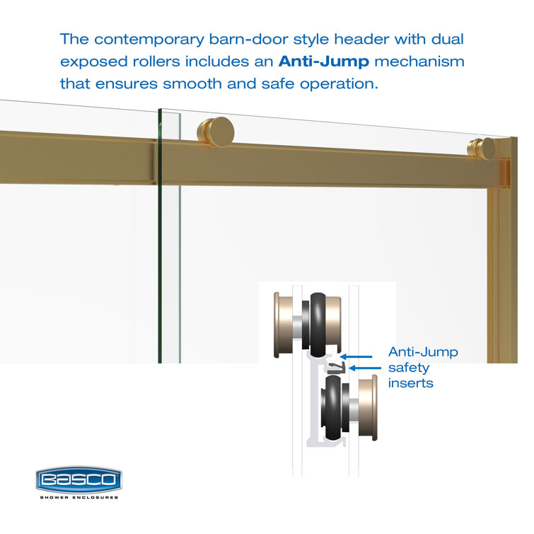 Arelo 60" Frameless Sliding Tub Door with Brushed Gold Frame