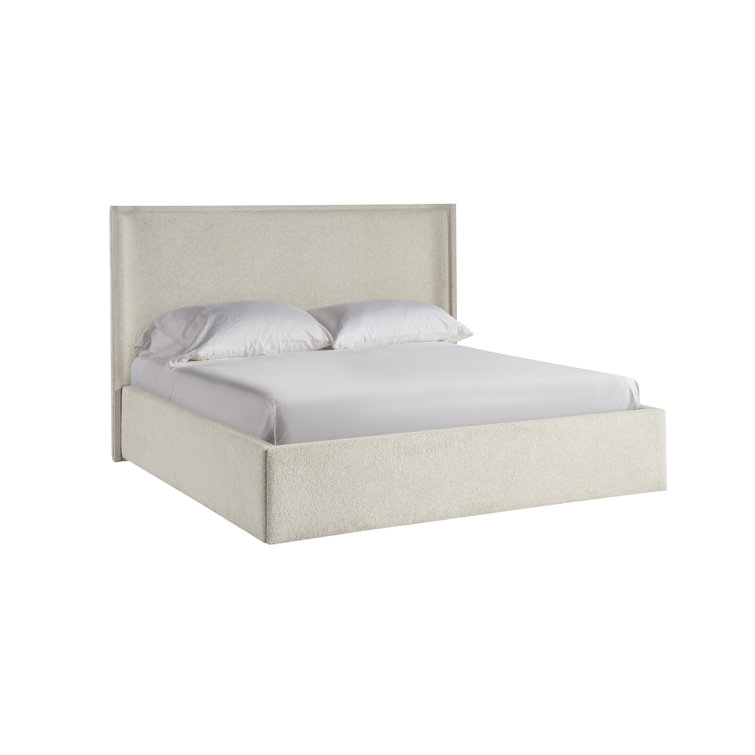 Queen Cream Upholstered Storage Bed with Wood Frame