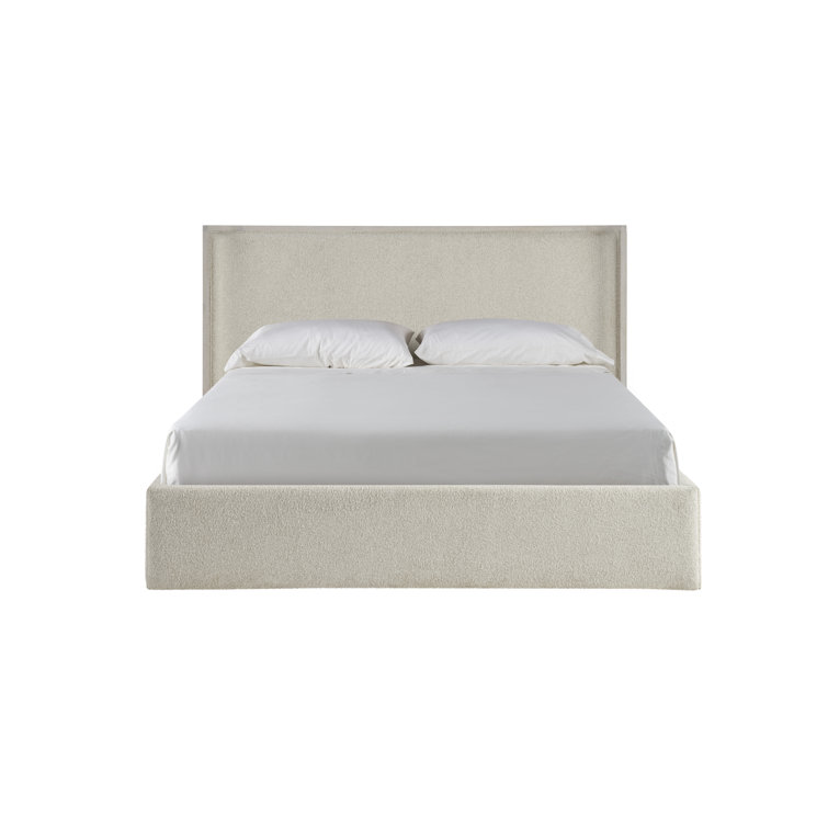 Queen Cream Upholstered Storage Bed with Wood Frame