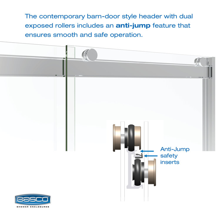 Arelo 56" - 60" W x 72" H Clear Glass Chrome Sliding Shower Door