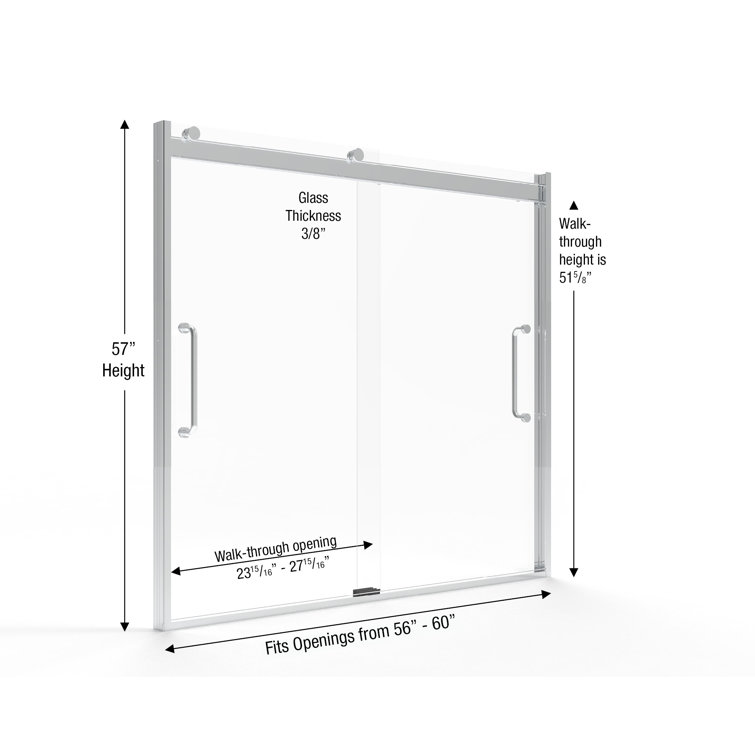 Arelo 60" Frameless Sliding Tub Door with Clear Glass and Chrome Finish