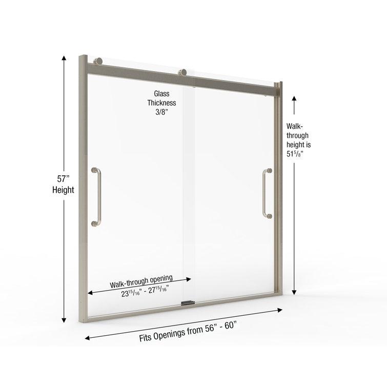 Arelo 60" Frameless Sliding Tub Door with Clear Glass and Black Handle