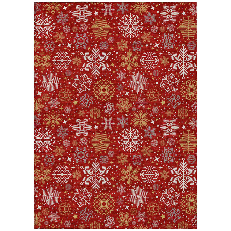 Addison Red 5' x 7'6" Synthetic Washable Indoor/Outdoor Rug